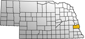 Map showing Cass County location within the state of Nebraska